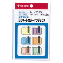 (まとめ) ニチバン マイタック ラミネートカラーインデックス 保護フィルム付 小 18×25mm 6色 ML-235S 1パック(96片：各色16片)  【×100セット】