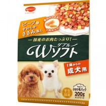 〔まとめ〕 ドッグフード ペットフード ビタワン君のWソフト 成犬用 お肉を味わうビーフ味粒 やわらかささみ入り 200g 18セット【代引不可】