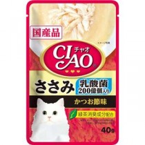 〔まとめ〕 キャットフード ペットフード CIAOパウチ 乳酸菌入り ささみ かつお節味 40g 96セット 猫用品 ペット用品【代引不可】