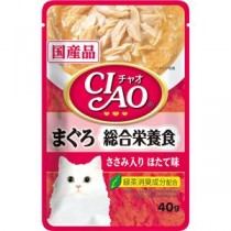 〔まとめ〕 キャットフード ペットフード CIAOパウチ 総合栄養食 まぐろ ささみ入り ほたて味 40g 96セット 猫用品 ペット用品【代引不可】