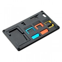 【訳あり・在庫処分】（まとめ） ミヨシ SIM変換アダプター付きカードホルダー ブラック SCM-SI01／BK 【×5セット】