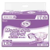 （まとめ）リブドゥコーポレーション リフレ簡単テープ止めタイプ 横モレ防止 小さめL 1パック（26枚）【×2セット】