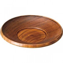 （まとめ）イシダ 木製茶托 千筋 1セット（3枚）【×5セット】