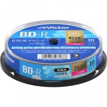 （まとめ）JVC 録画用BD-R 130分1-6倍速 ホワイトワイドプリンタブル スピンドルケース VBR130RP10SJ1 1パック（10枚）【×5セット】