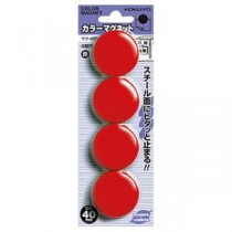 （まとめ）コクヨ カラーマグネット φ40×7mm赤 マク-40NR 1セット（40個：4個×10パック）【×5セット】