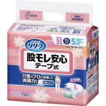 （まとめ）花王 リリーフ 股モレ安心 テープ式 M 1パック（15枚）【×5セット】