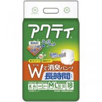 （まとめ）日本製紙 クレシア アクティWで消臭パンツ 長時間タイプ M-L 1パック（18枚）【×5セット】