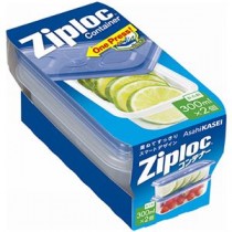 （まとめ）旭化成ホームプロダクツ ジップロックコンテナー 長方形 300ml 1パック（2個）【×20セット】
