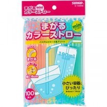 （まとめ）サンナップ まがるカラーストロー ミニ16cm S-100KS 1パック（100本）【×50セット】