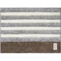 （まとめ） オカトー ふわもこバスマット 約45×60cm グレーボーダー 【×2セット】