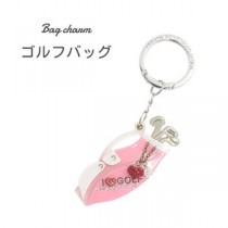 【4個セット】バッグチャーム ゴルフバッグ（ピンク（文字あり））