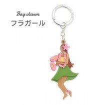 【3個セット】バッグチャーム フラガール（ピンク）