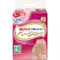 （まとめ）リブドゥコーポレーション リフレ はくパンツ 下着のようなベージュタイプ L 1パック（22枚） 【×3セット】