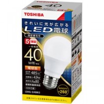 （まとめ）東芝ライテック LED電球 一般電球形 E26口金 4.9W 電球色 LDA5L-G/40W/2 1個 【×10セット】