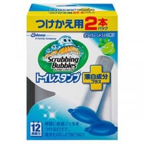 （まとめ）ジョンソン スクラビングバブル トイレスタンプクリーナー 漂白成分プラス ホワイティーシトラスの香り つけかえ用 38g/本 1パック（2本） 【×10セット】