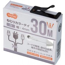 （まとめ）TANOSEE ねじりカラータイ 白 4mm×30m 本体 1個 【×10セット】