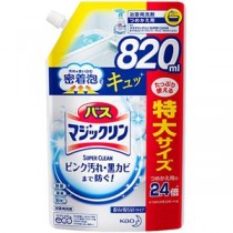 （まとめ）花王 バスマジックリン 泡立ちスプレー SUPER CLEAN 香りが残らないタイプ つめかえ用 820ml 1個 【×10セット】