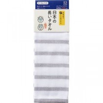 （まとめ）林 日本の長いタオル ガーゼ ボーダー グレー FJ203729 1枚 【×10セット】