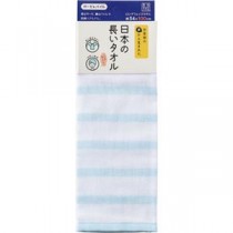 （まとめ）林 日本の長いタオル ガーゼ ボーダー ブルー FJ203701 1枚 【×10セット】
