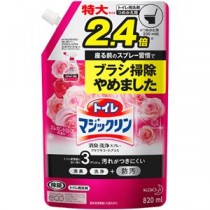 （まとめ）花王 トイレマジックリン 消臭・洗浄スプレー ツヤツヤコートプラス エレガントローズの香り つめかえ用 特大 820ml 1パック 【×10セット】