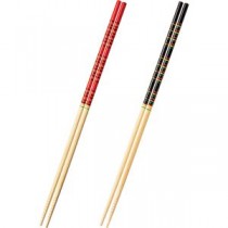 （まとめ）大和物産 カブキ菜箸 赤・黒 約33cm 1パック（2膳） 【×50セット】