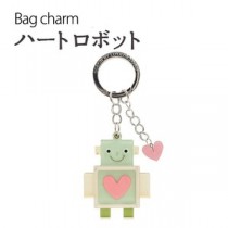 【2個セット】バッグチャーム ハートロボット（ライトブルー）