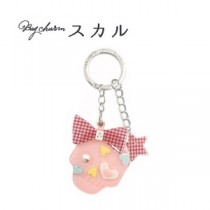 【2個セット】バッグチャーム スカル（ピンク（チェック））