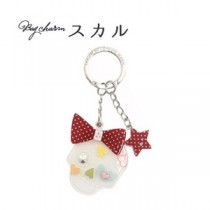 【2個セット】バッグチャーム スカル（レッド（ドット））