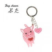 【2個セット】バッグチャーム ぶた（ピンク）