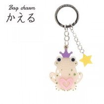 【2個セット】バッグチャーム かえる（ホワイト）