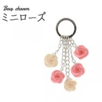 【2個セット】バッグチャーム ミニローズ（ピンク）