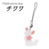 【4個セット】携帯ストラップ チワワ（ホワイト）