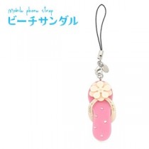 【4個セット】携帯ストラップ ビーチサンダル（ピンク）