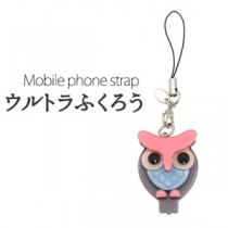 【4個セット】携帯ストラップ ウルトラふくろう（ブルー）