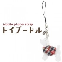 【4個セット】携帯ストラップ トイプードル（ホワイト＆ブロックチェック）