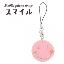 【4個セット】携帯ストラップ スマイル（ピンク）