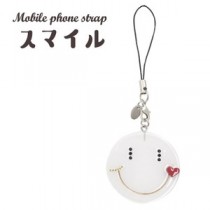 【4個セット】携帯ストラップ スマイル（ホワイト）