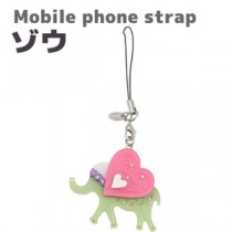 【3個セット】携帯ストラップ ゾウ（グリーン）