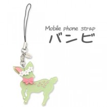 【3個セット】携帯ストラップ バンビ（グリーン）