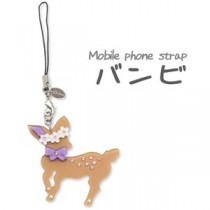 【3個セット】携帯ストラップ バンビ（ブラウン）