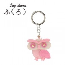 【2個セット】バッグチャーム ふくろう（ピンク）