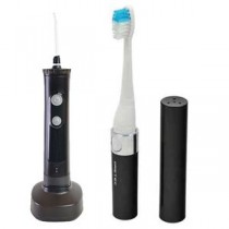 サンコー タンクなしでも使える口腔洗浄器ジェットウォッシャブル + 音波式電動歯ブラシ ブラック TB-303BK+SPTWTFLS