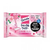 （まとめ） 花王 クイックルワイパー 立体吸着ウエットシート ローズの香り16枚 【×5セット】