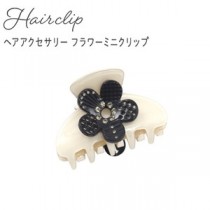 【3個セット】ヘアクリップ フラワーミニクリップ（ホワイト）
