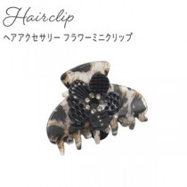 【3個セット】ヘアクリップ フラワーミニクリップ（レオパード）