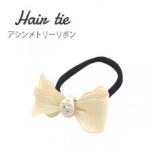 【3個セット】ヘアゴム アシンメトリーリボン（ホワイト）