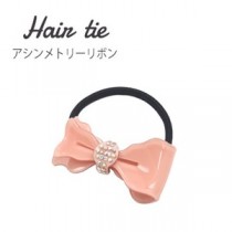 【3個セット】ヘアゴム アシンメトリーリボン（ピンク）