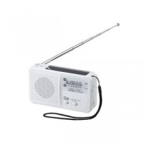 YAZAWA 手回し充電ラジオ ライト付 ホワイトBS901WH