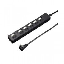 (まとめ）YAZAWA 雷ガード付6個口節電タップ1mブラックH8KS661BK【×2セット】