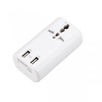 【5個セット】 YAZAWA 海外用マルチ変換プラグ USB付 3.1A 白 HPM53AWHX5